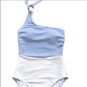 NWT cupshe One piece swim suit. Blue and white.
